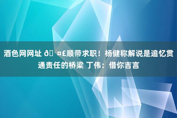 酒色网网址 🤣顺带求职！杨健称解说是追忆贯通责任的桥梁 丁伟：借你吉言